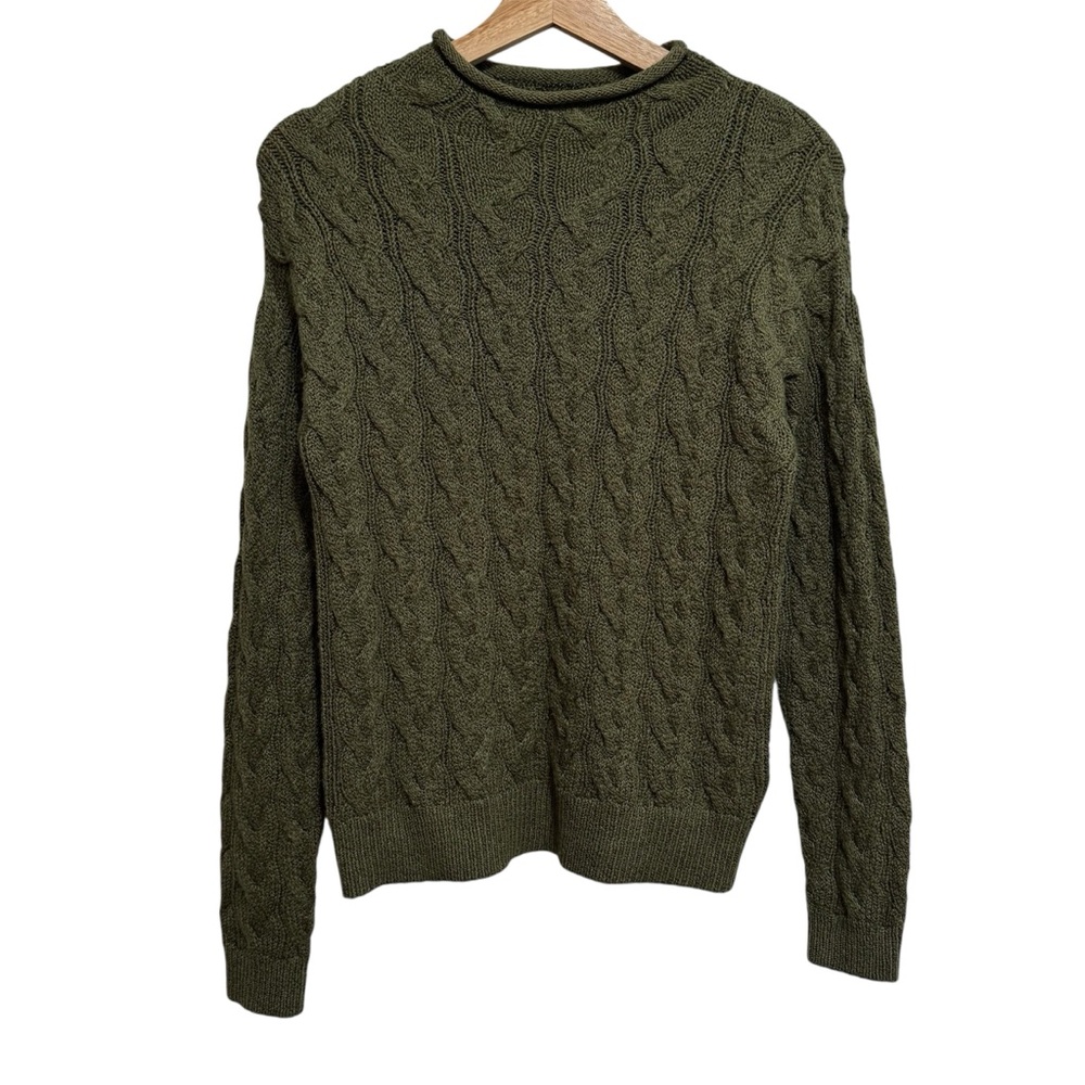 J. Crew Factory Cable Knit Mockneck Sweater Women Small Roll Neck Preppy Ski Cab
